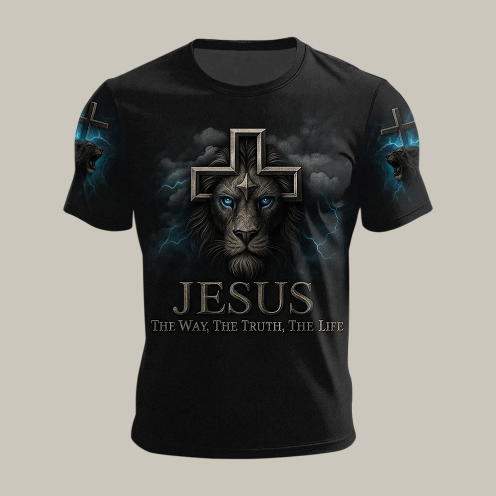 Jesus The Way The Truth The Life Lion T-Shirt Faith Over Fear Shirt Present For Him