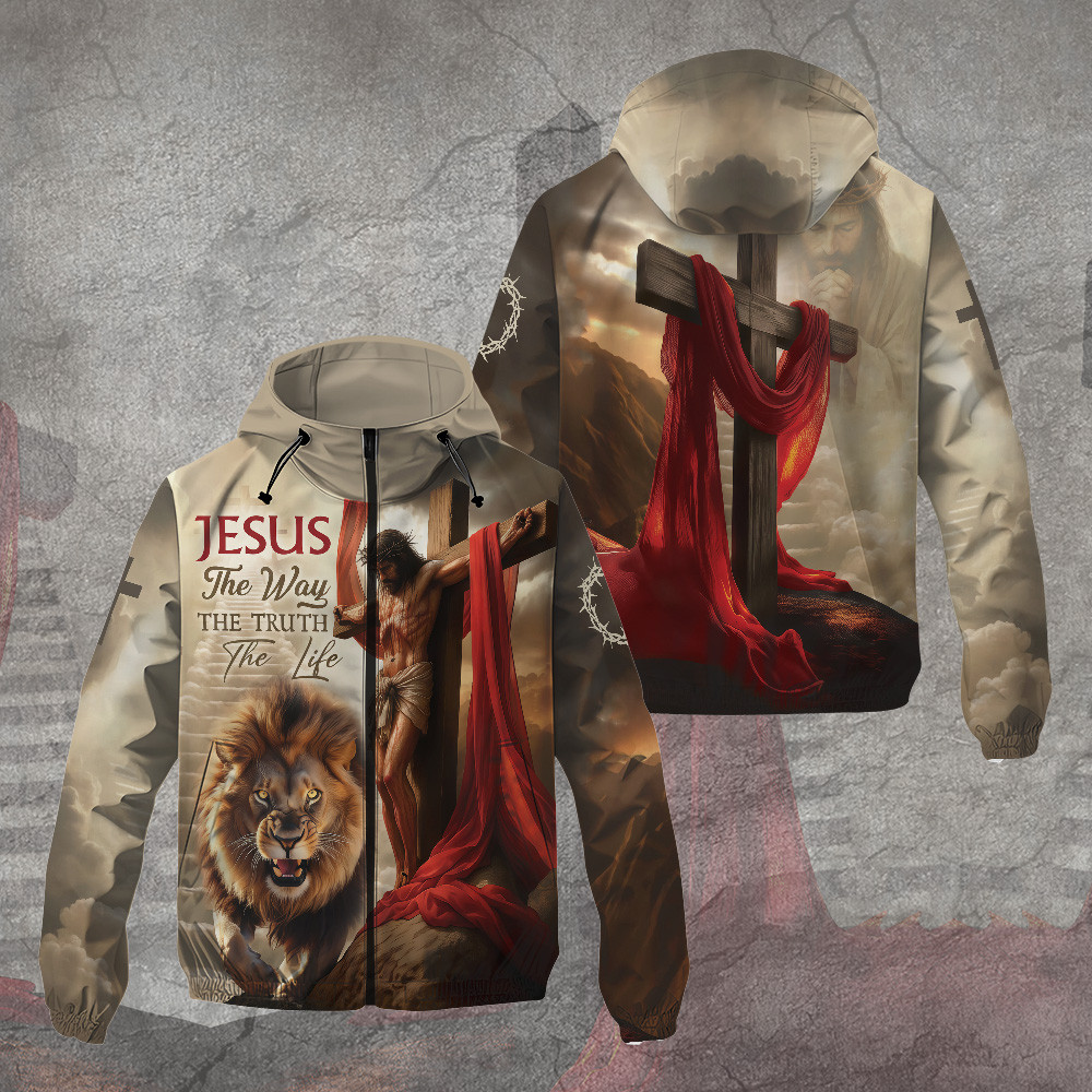 Jesus The Way The Truth The Life Windbreaker Jacket Faith Apparel Christian Gifts For Friend