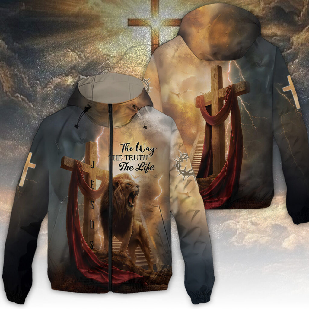 Jesus The Way The Truth The Life Windbreaker Jacket Faith Apparel Christmas Gifts For Dad