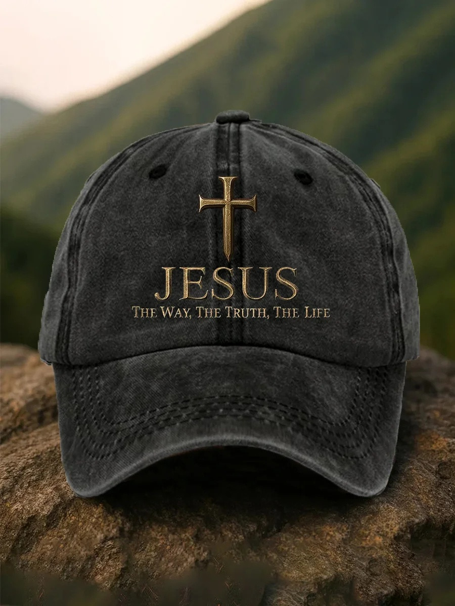 Jesus The Way Truth Life Nail Cross Baseball Hat Christian Gift For Believers