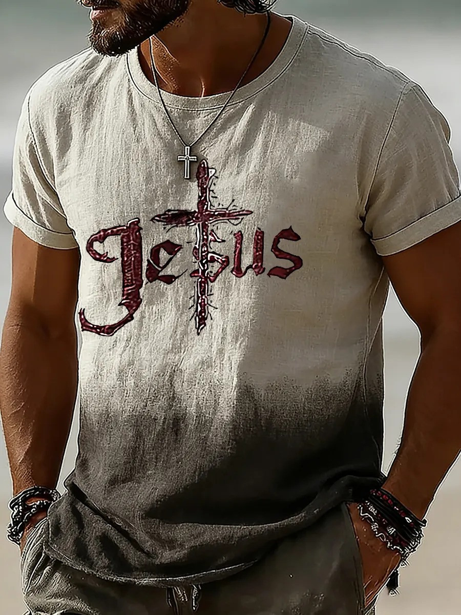 Jesus Thorn Cross Vintage T-Shirt Christian Faith Gradient Apparel Trending Best Gift For Believers
