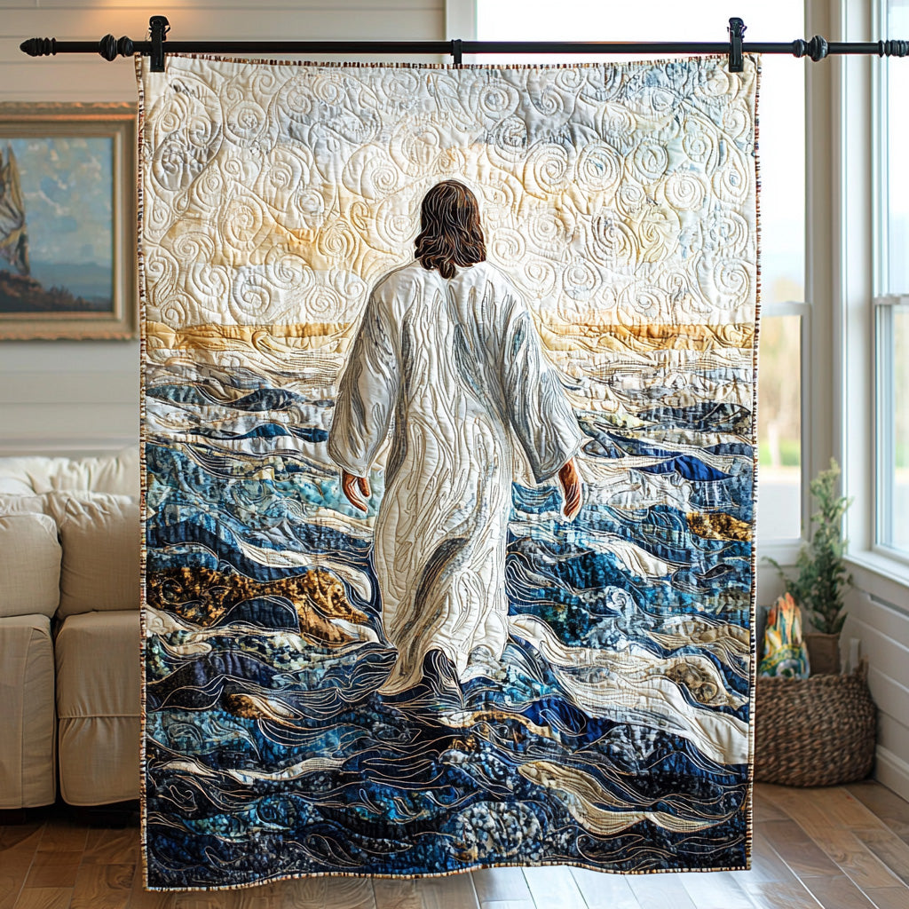 Jesus Walking in Light Quilted Blanket Christmas Throw Blanket Best Hummingbird Gifts For Christmas