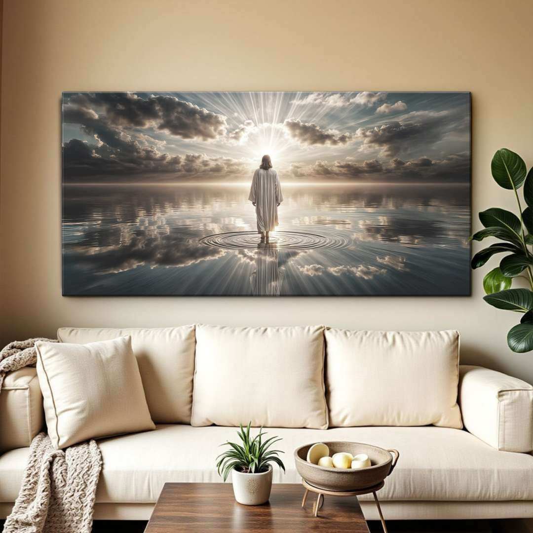 Jesus Walking On Water Poster Canvas Faith Wall Art Living Room Decorative