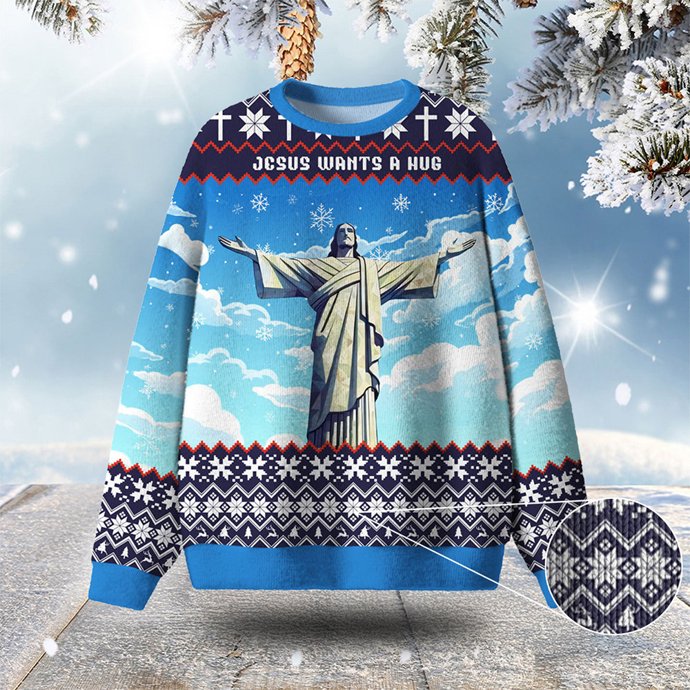 Jesus Wants A Hug Ugly Christmas Sweater Faith Sweater Christmas Gifts For Christians