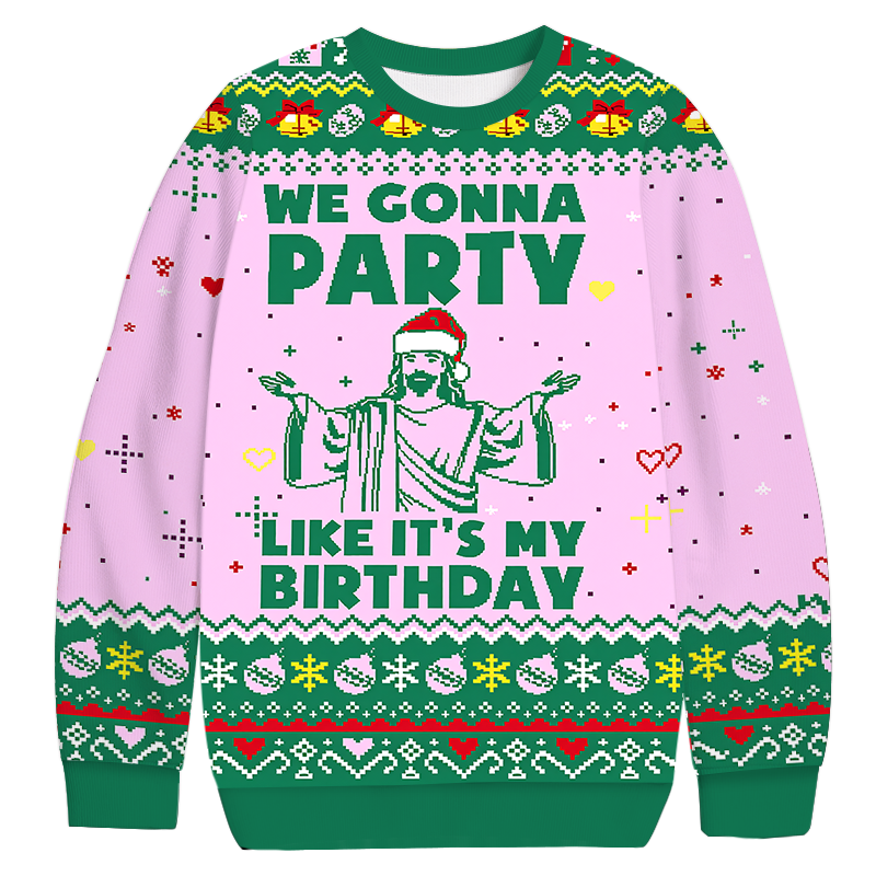 Jesus We Coona Party Christmas Ugly Sweatshirt Holiday Lounge Wear Top Gift Ideas