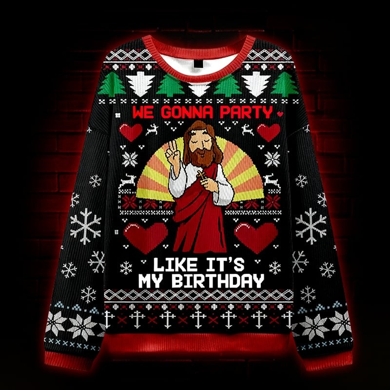 Jesus We Gonna Party Ugly Christmas Sweater Cozy Outfit Xmas Gifts For Unicorn Lovers