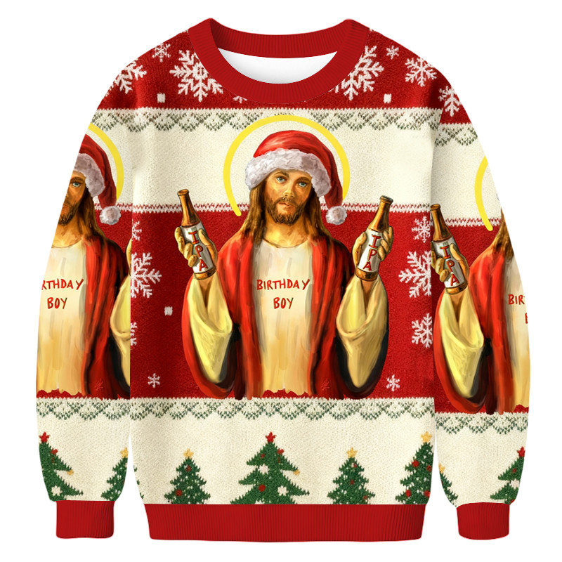 Jesus Wearing A Santa Hat And Ipa Christmas Ugly Sweater Xmas Clothing Christian Christmas Gift