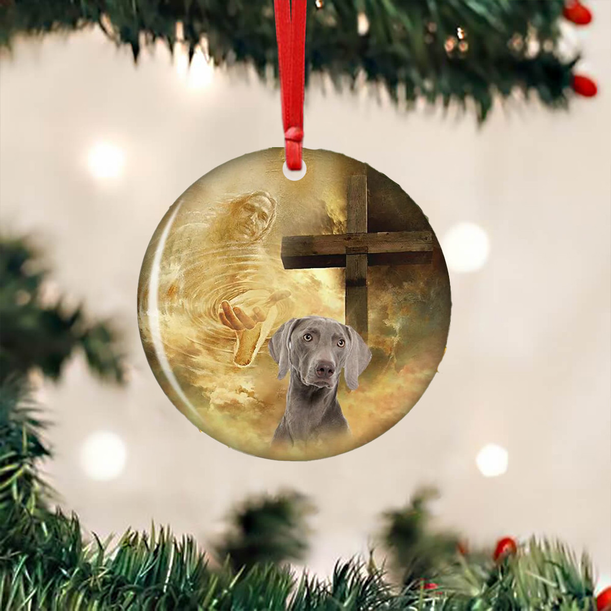 Jesus Weimaraner Ornament Dog Lover Religious Christmas Tree Ornaments 2024