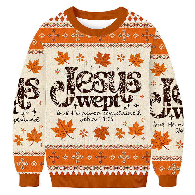 Jesus Wept Ugly Sweater Atumn Vibe Christian Clothing Religious Gift Ideas