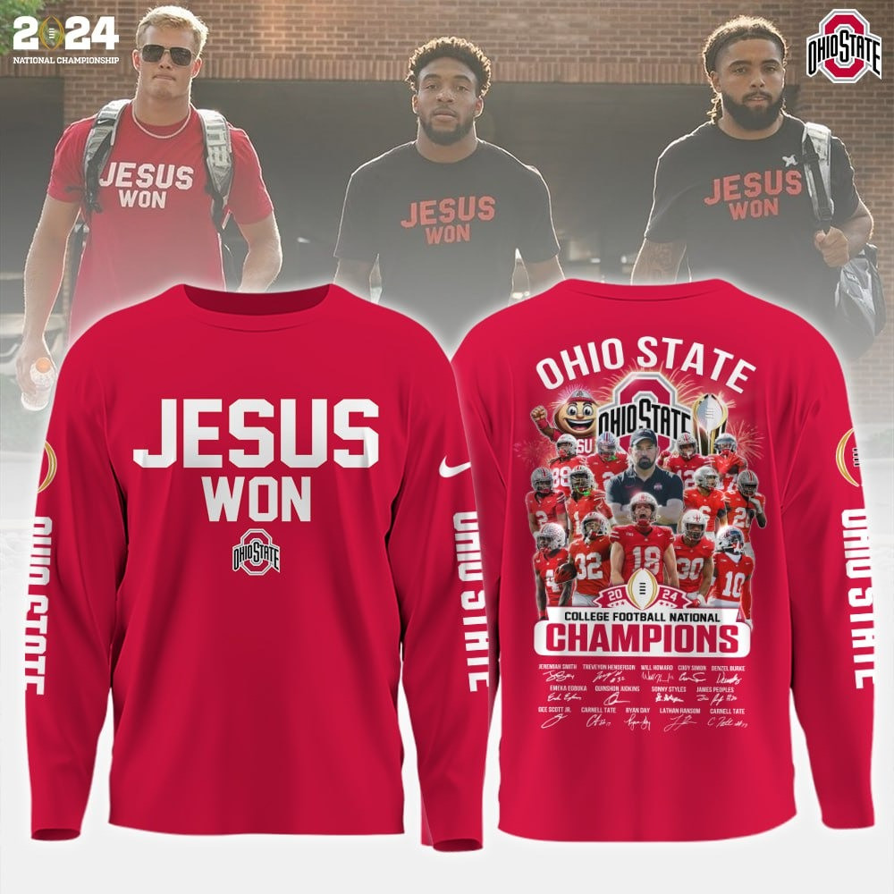 Jesus Won Ohio State Long Sleeve Shirt Ohio State National Champions Buckeyes Fan Merch