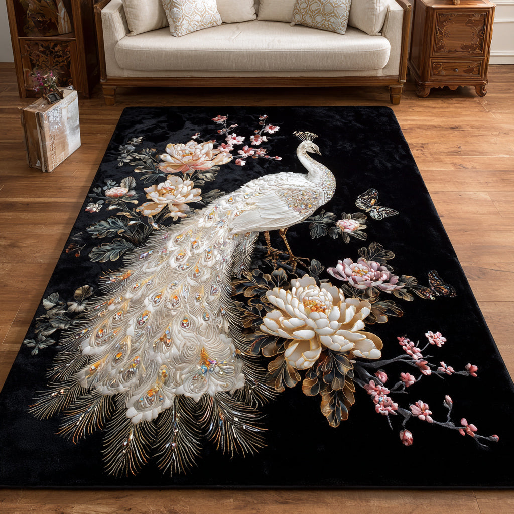 Jeweled Peacock Throne Area Rug Christmas Home Dec Gifts For Bird Enthusiasts