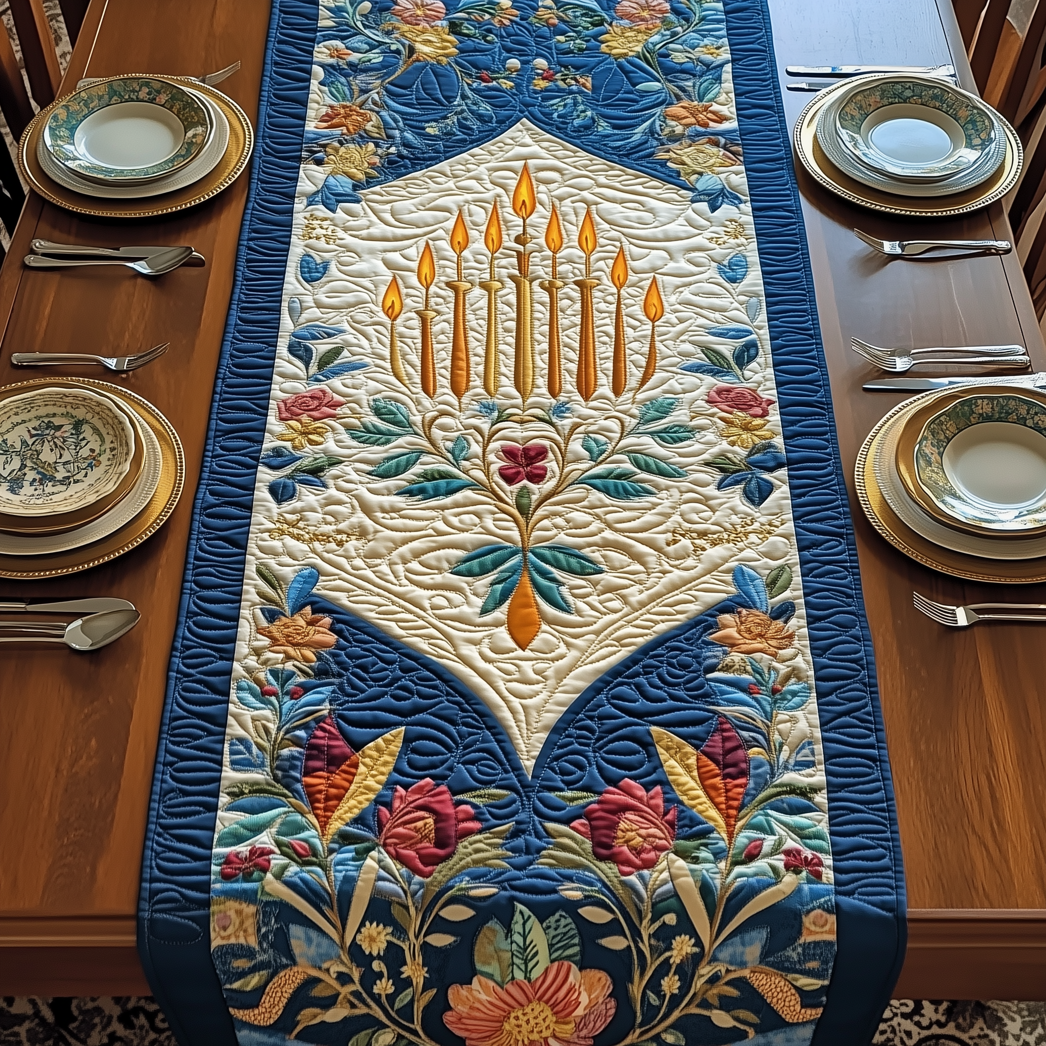 Jewish Hanukkah Quilted Table Runner Holiday Dining Table Runner Decorations Hanukkah Gifts For Her