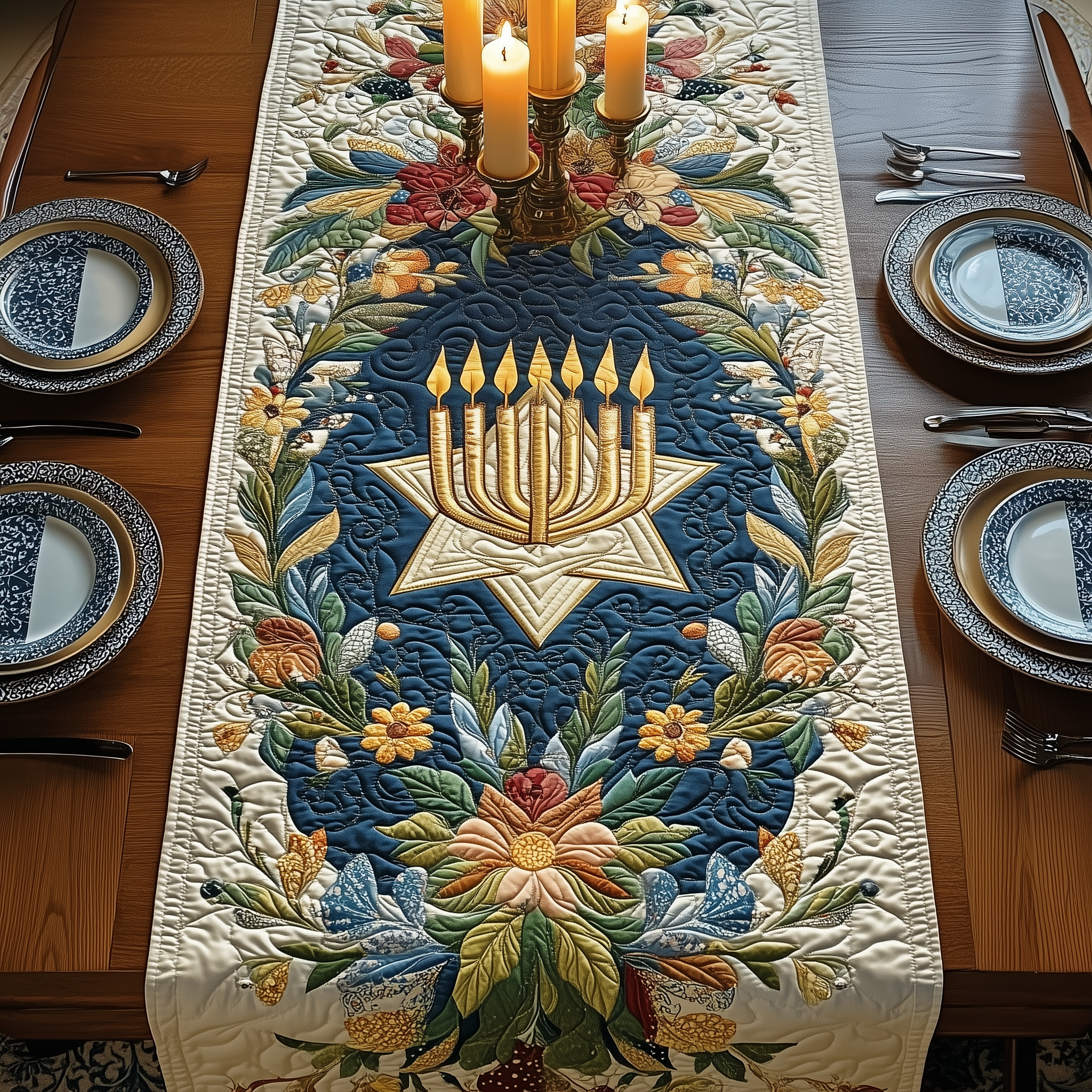 Jewish Hanukkah Quilted Table Runner Holiday Dining Table Runner Decorations Hanukkah Gifts For Men