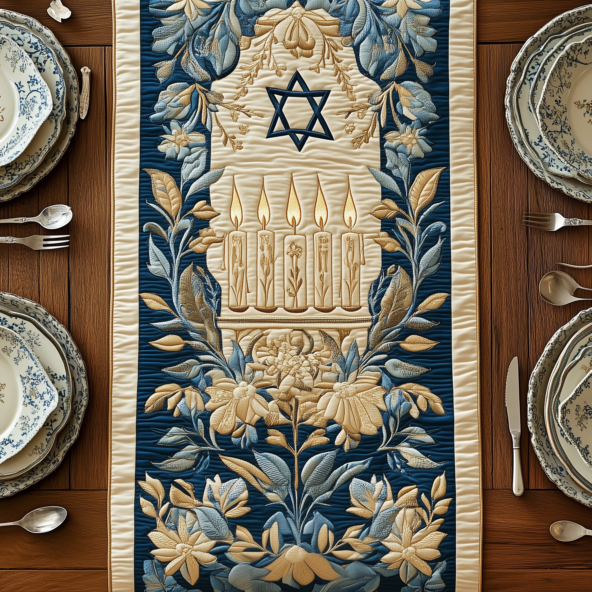 Jewish Hanukkah Quilted Table Runner Holiday Dining Table Runner Good Hanukkah Gifts