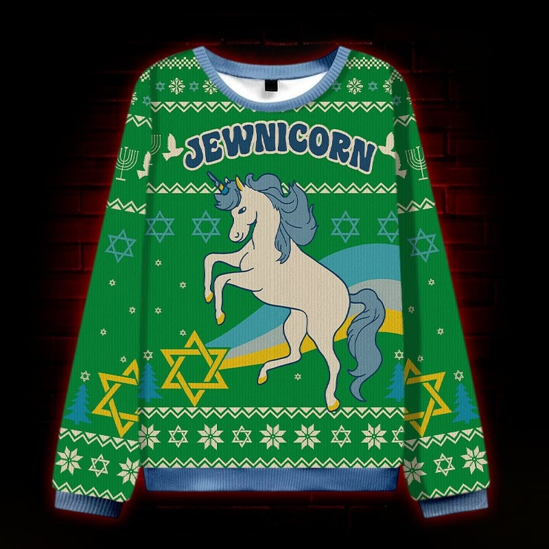 Jewnicorn Horse Ugly Christmas Sweater Xmas Oufit Apparel Gifts For Unicorn Lovers