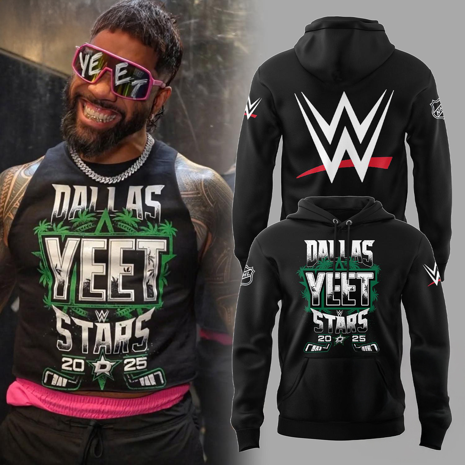 Jey Uso NHL Dallas Stars x YEET Hoodie Gifts For Hockey Fan