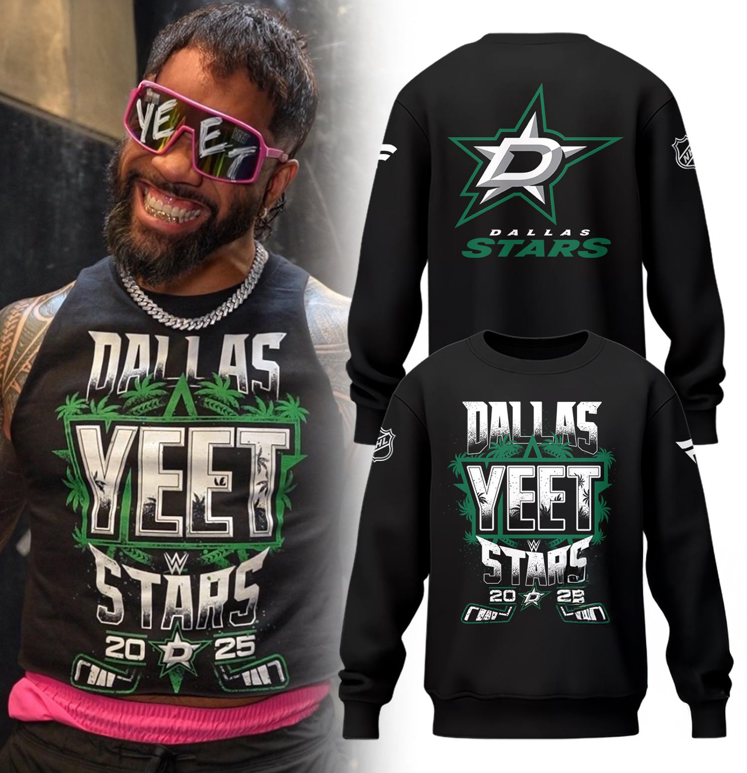 Jey Uso NHL Dallas Stars x YEET Sweatshirt Gifts For Hockey Fan