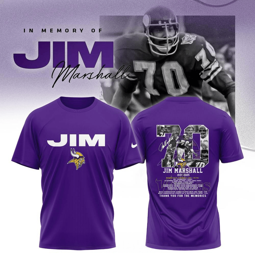 Jim Marshall Commemorative 1937-2025 Limited Edition T-Shirt Presents For Football Fans