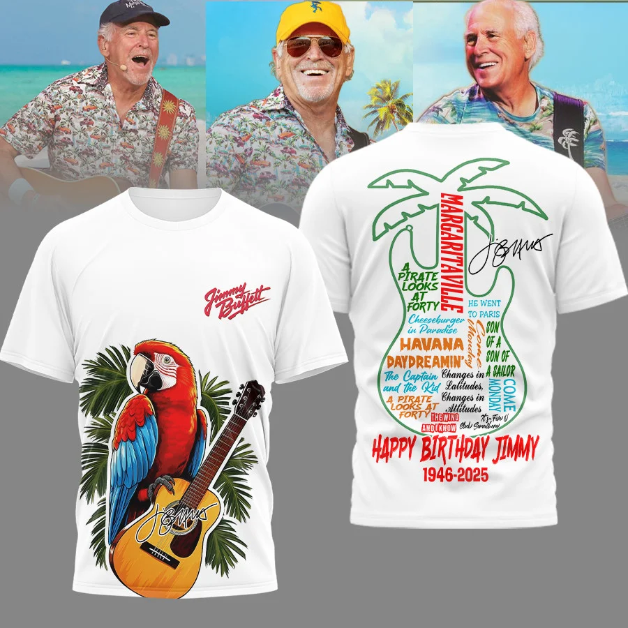 Jimmy Buffett Birthday Parrot T-Shirt Margaritaville Lyrics Guitar Clothing Gifts For Bestie