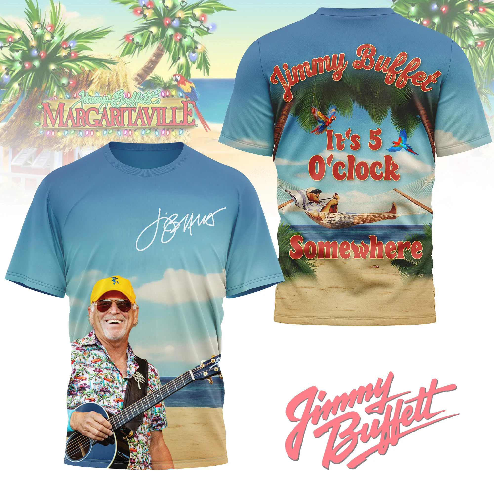 Jimmy Buffett Margaritaville 5 O'clock T-Shirt Relaxing Beach Scene Music Clothes Gift For Fan