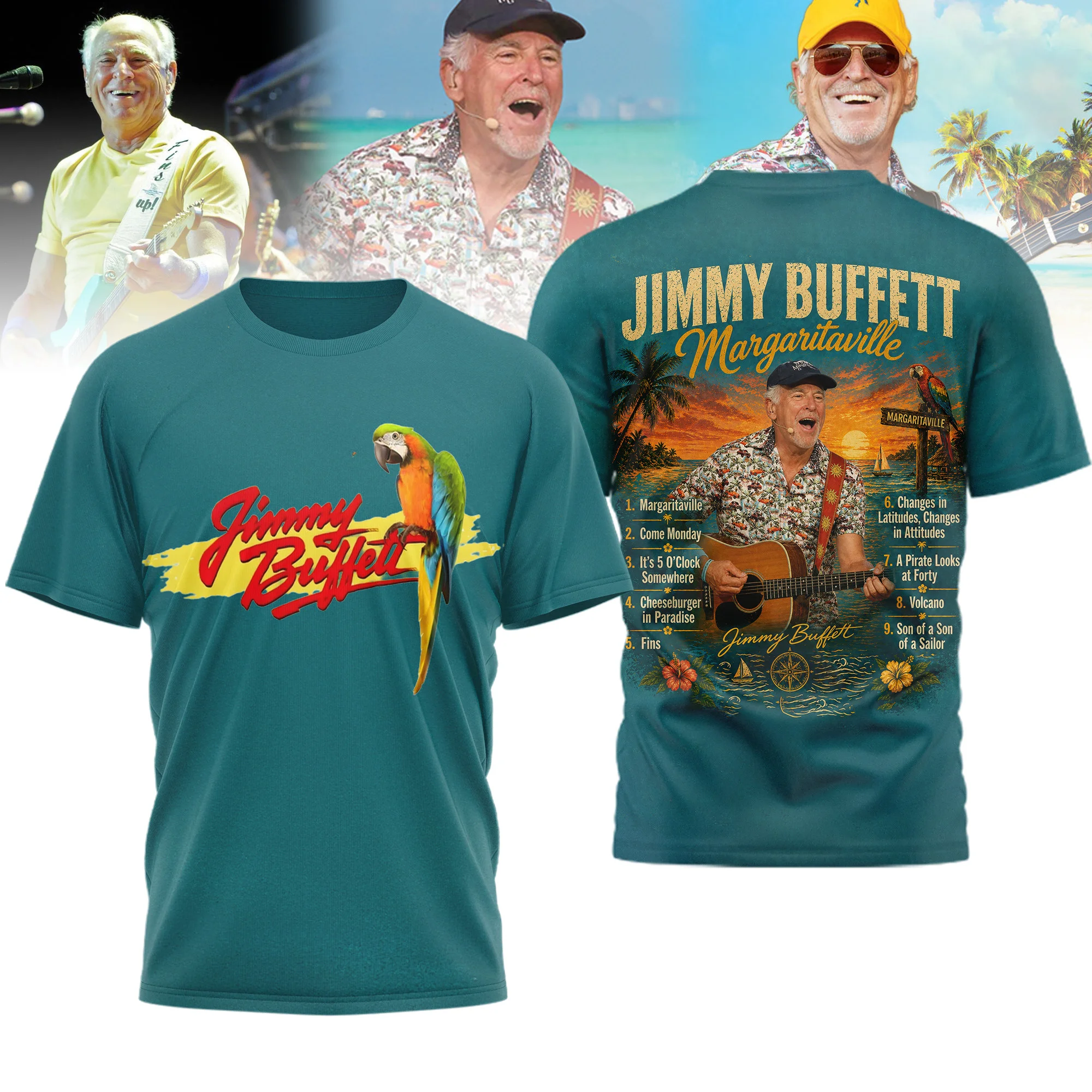 Jimmy Buffett Margaritaville Parrot T-Shirt Jimmy Buffett Tee Music Lover Present