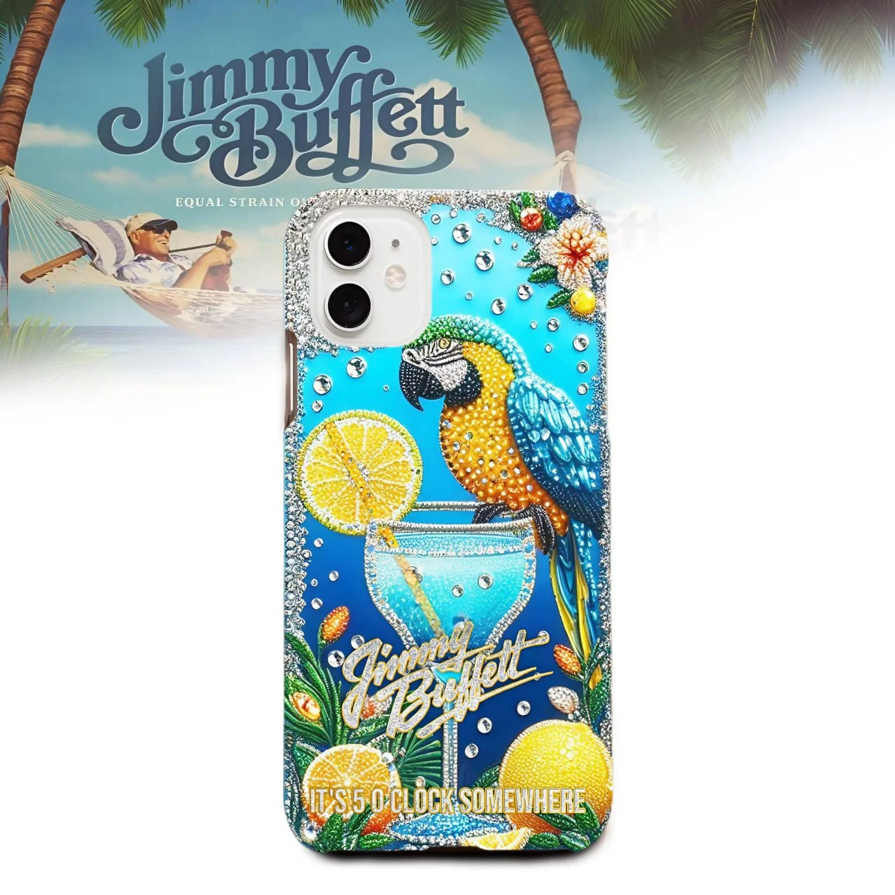 Jimmy Buffett Parrot Cocktail Phone Case Parrot Cocktail Lemons Beach Merch Gift For Summer Fun