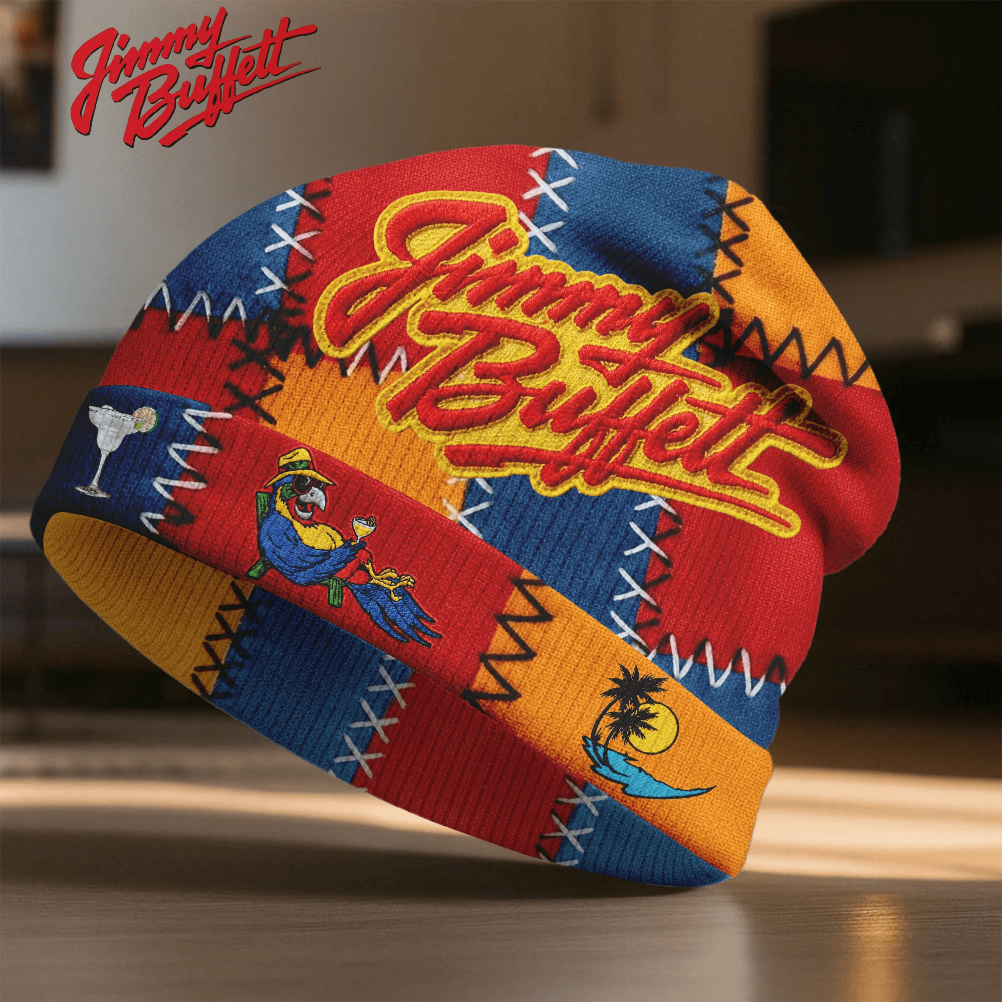 Jimmy Buffett Parrot Margarita Beanie Parrot With Cocktail Beach Merch Gifts For Her