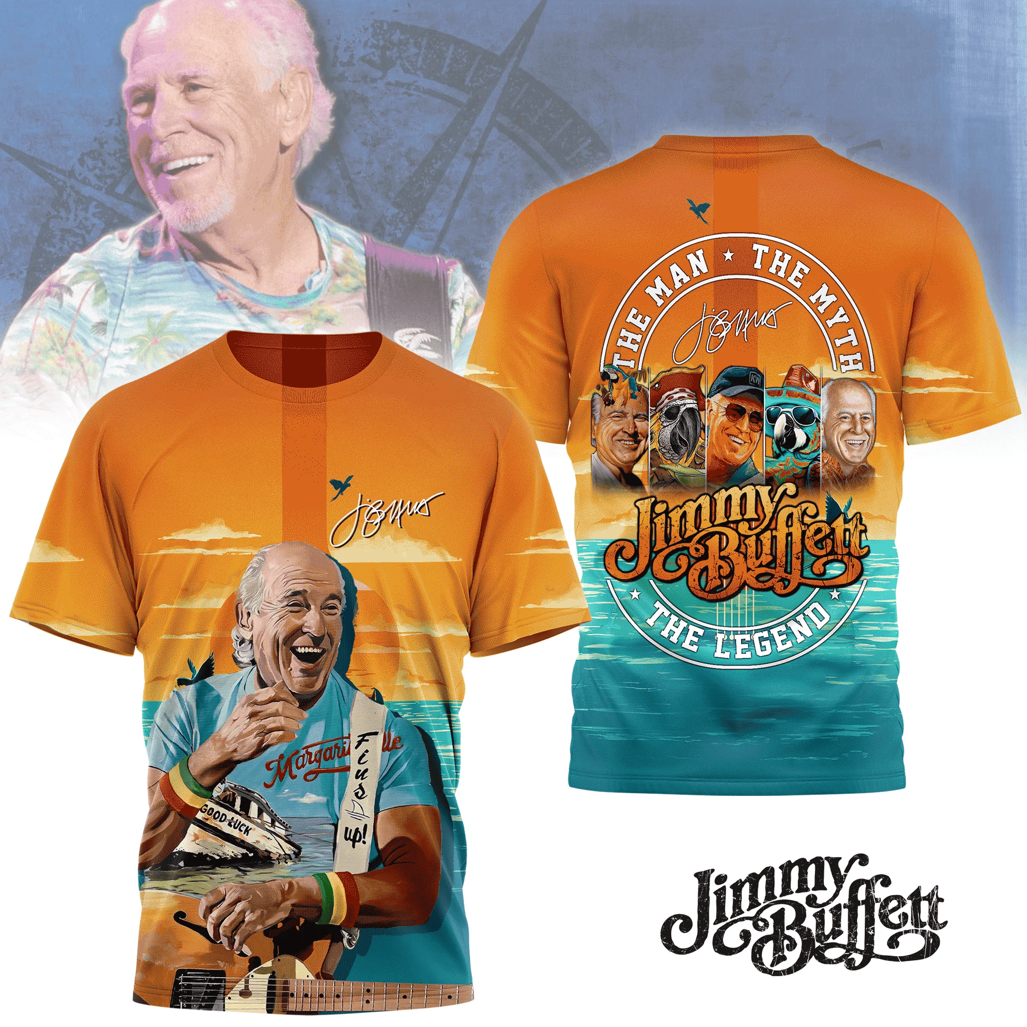 Jimmy Buffett The Legend T-Shirt The Man Myth Clothing Music Fan Present