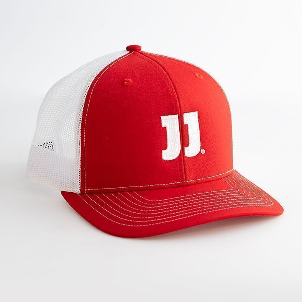 Jimmy Johns Merch JJ Embroidered Red Trucker Hat Christmas Gifts For Husband Jimmy Johns Merch JJ Embroidered Red Trucker Hat Christmas Gifts For Husband