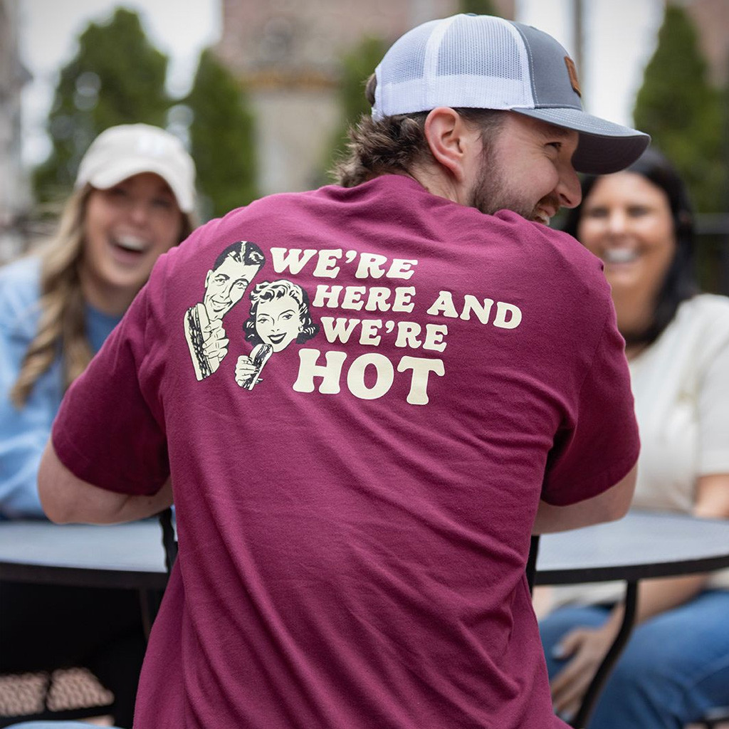 Jimmy Johns Merch We're Here And We're Hot T-Shirt Gift Ideas For Him Her Jimmy Johns Merch We're Here And We're Hot T-Shirt Gift Ideas For Him Her