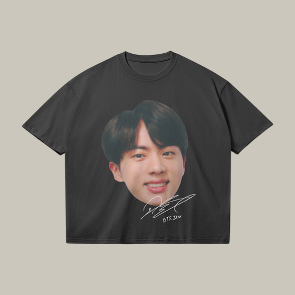 Jin Big Head Portrait Signature T-Shirt BTS 2026 Comeback Merch Best Gift For Army