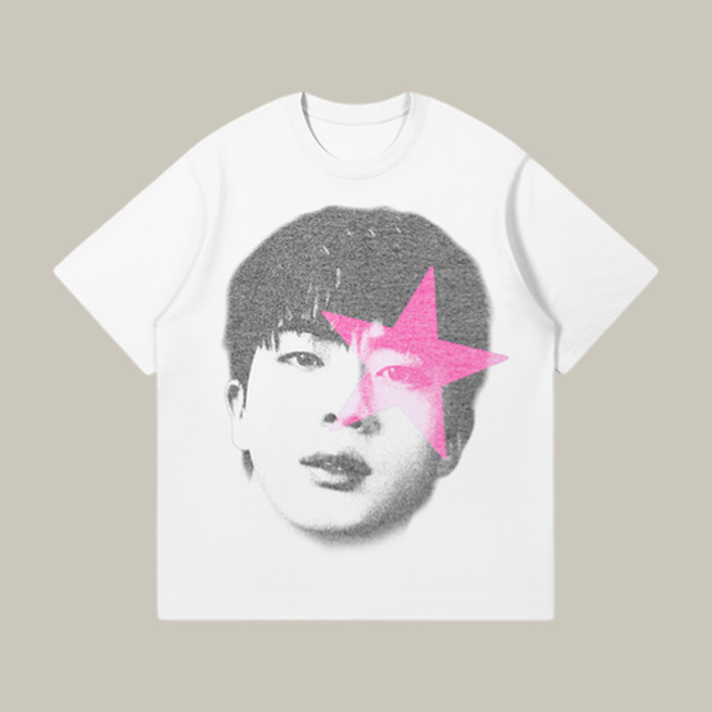 Jin Star Big Head Portrait T-Shirt BTS 2026 Comeback Clothes Present For Army