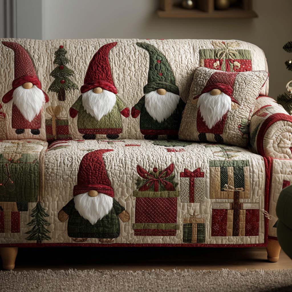 Jingle All Way Quilted Sofa Cover Living Room Winter Decor Good Family Gifts