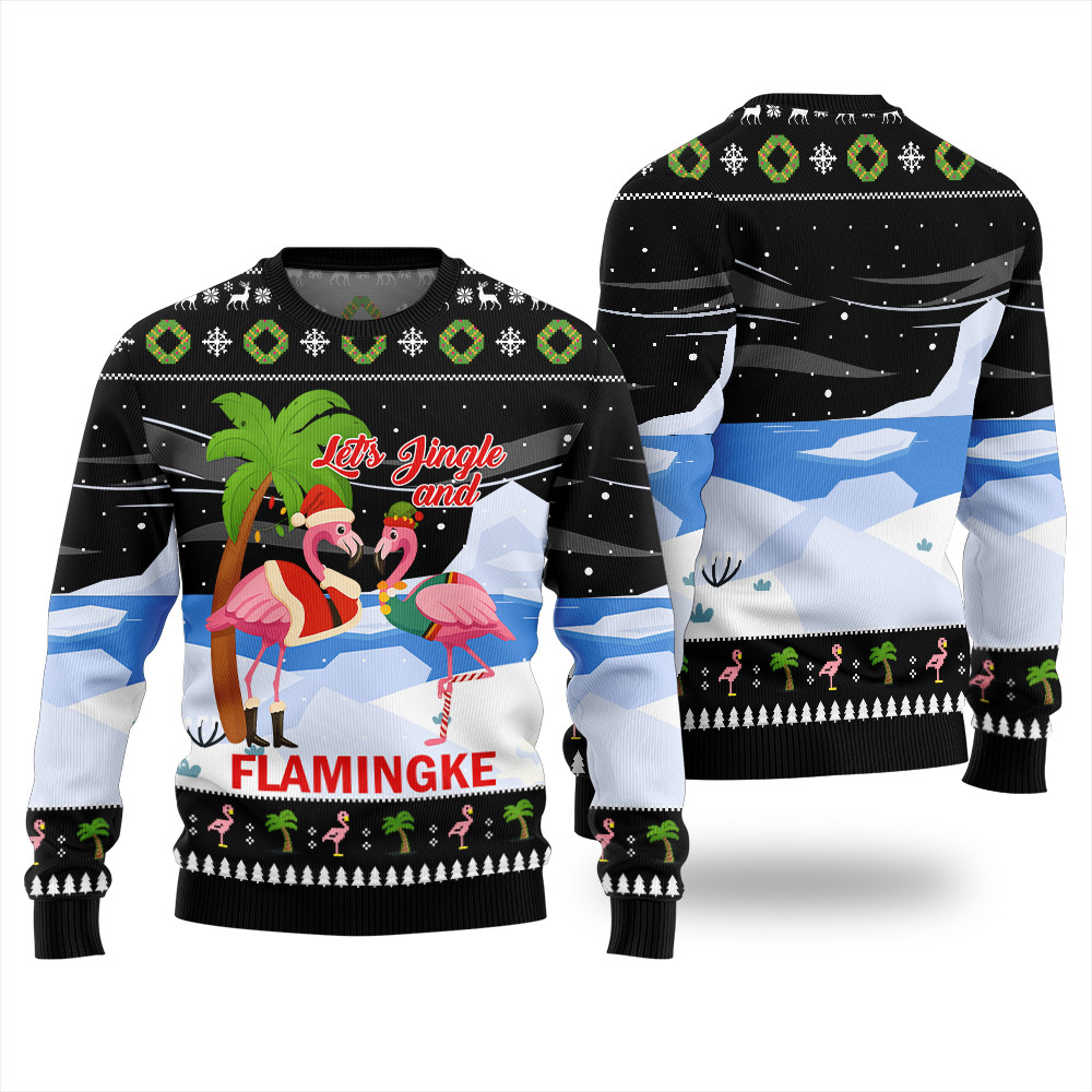 Jingle And Flamingke Ugly Christmas Sweater Cute Holiday Sweatshirt to Spread Joy