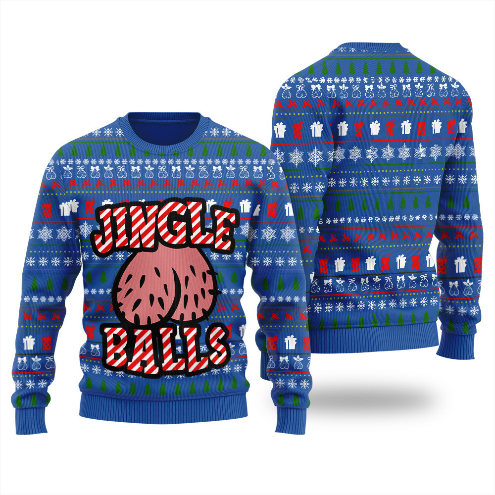 Jingle Balls Christmas Sweater Men Warm and Comfy Sweater for Winter Days