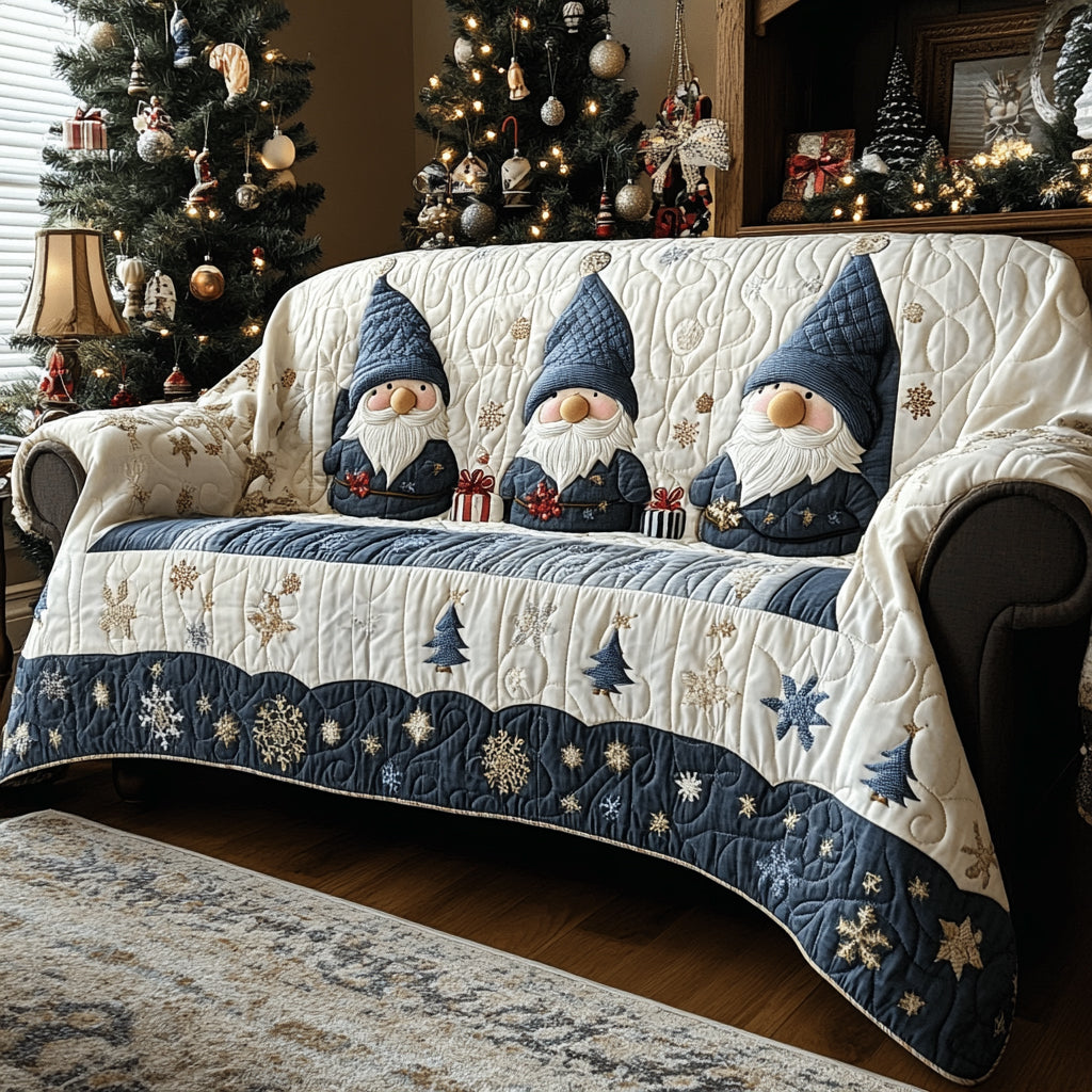 Jingle Beard Quilted Sofa Cover Christmas Living Decor Gnome Themed Gifts