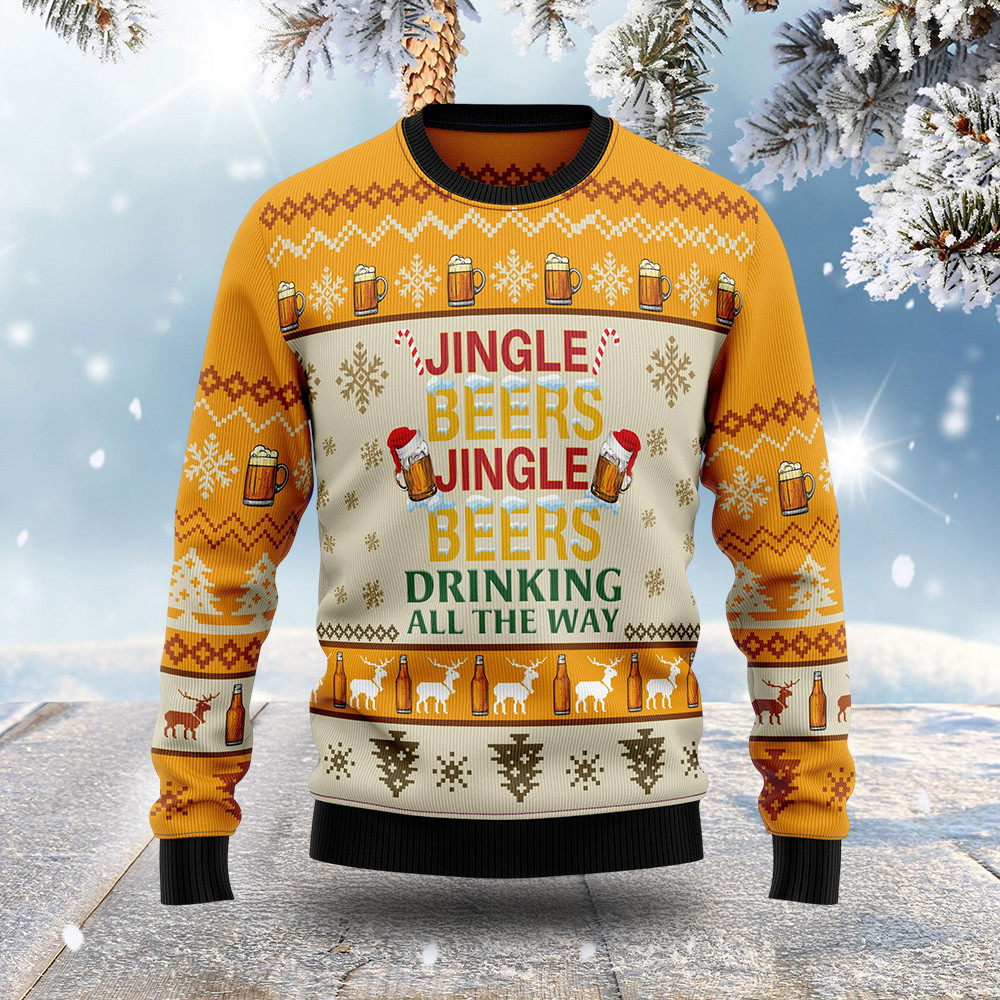 Jingle Beer Ugly Christmas Sweater Holiday Clothing Christmas Gifts For Beer Drinkers