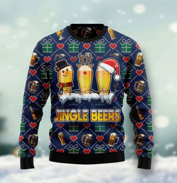 Jingle Beers Ugly Christmas Sweater Mens Christmas Jumper Funny Gifts For Beer Lovers