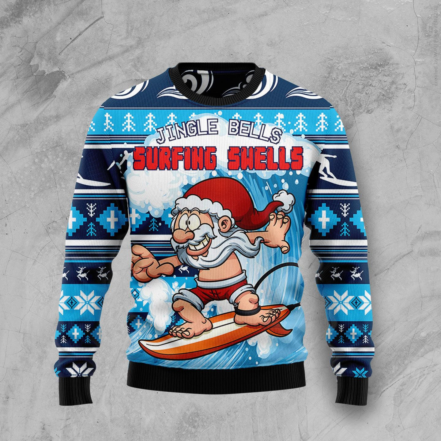 Jingle Bells Surfing Swells Ugly Christmas Sweater Xmas Clothing Secret Santa Gift Ideas