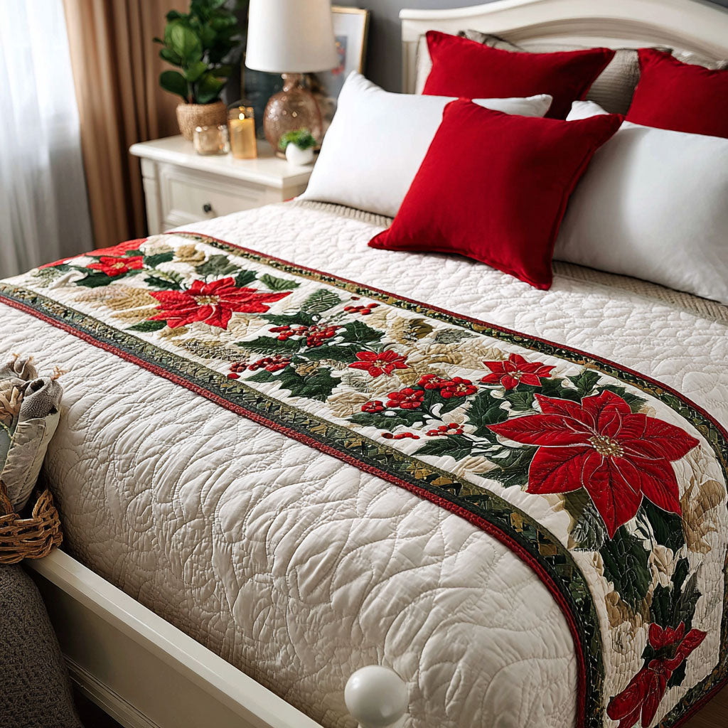 Jingle Berry Bliss Quilted Bed Runner Holiday Bed Runner Best Family Xmas Gifts