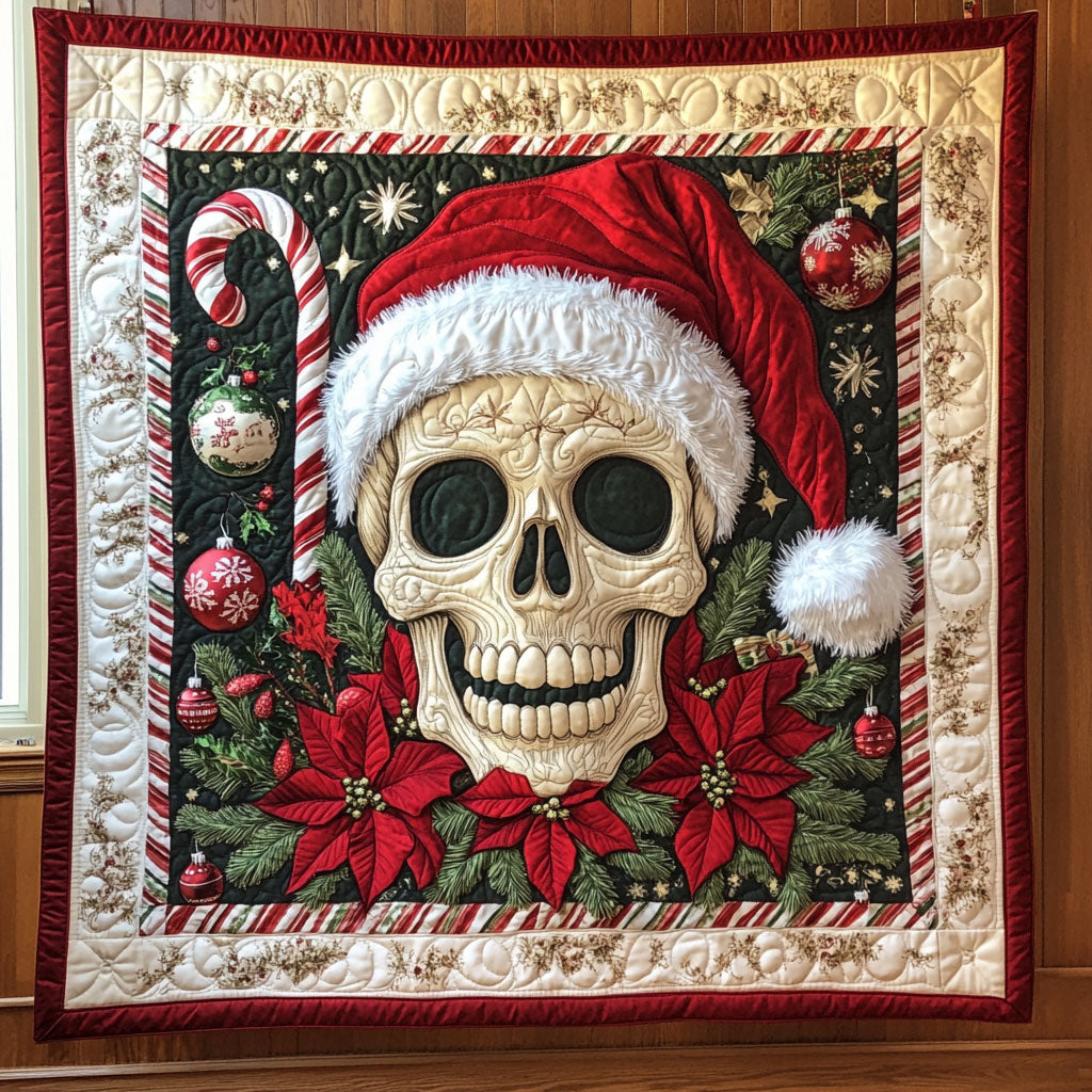 Jingle Bones Quilt Blanket Queen Throws And Blankets Skull Christmas Gifts