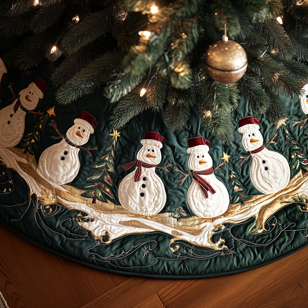 Jingle Frost Quilted Christmas Tree Skirt Perfect Holiday Gift for Home Decor Lovers