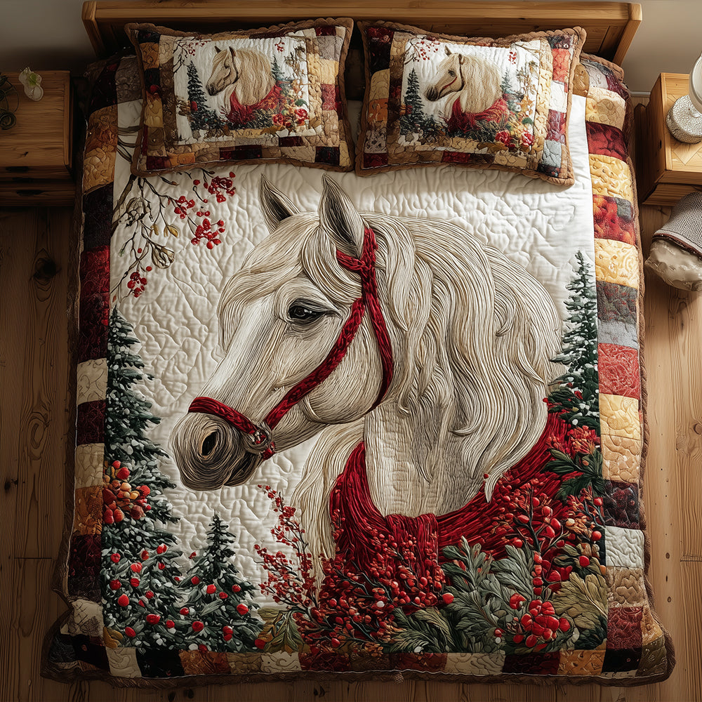 Jingle Mane Horse Quilted Bedding Set Aesthetic Room Decor Unique Gifts For Horse Lovers