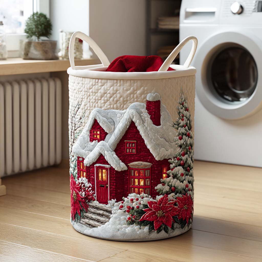 Jingle Path Quilted Laundry Basket Christmas Merch Gift