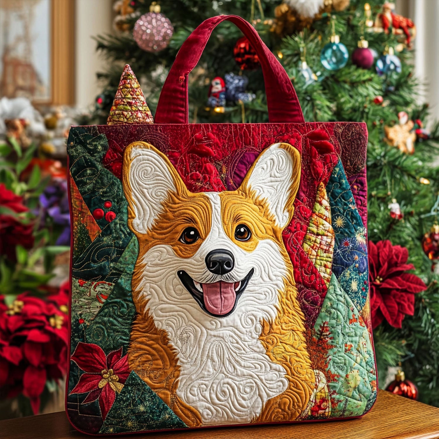 Jingle Paw Corgi Quilted Tote Bag Gifts For Dog Onwers Lovers Ideas