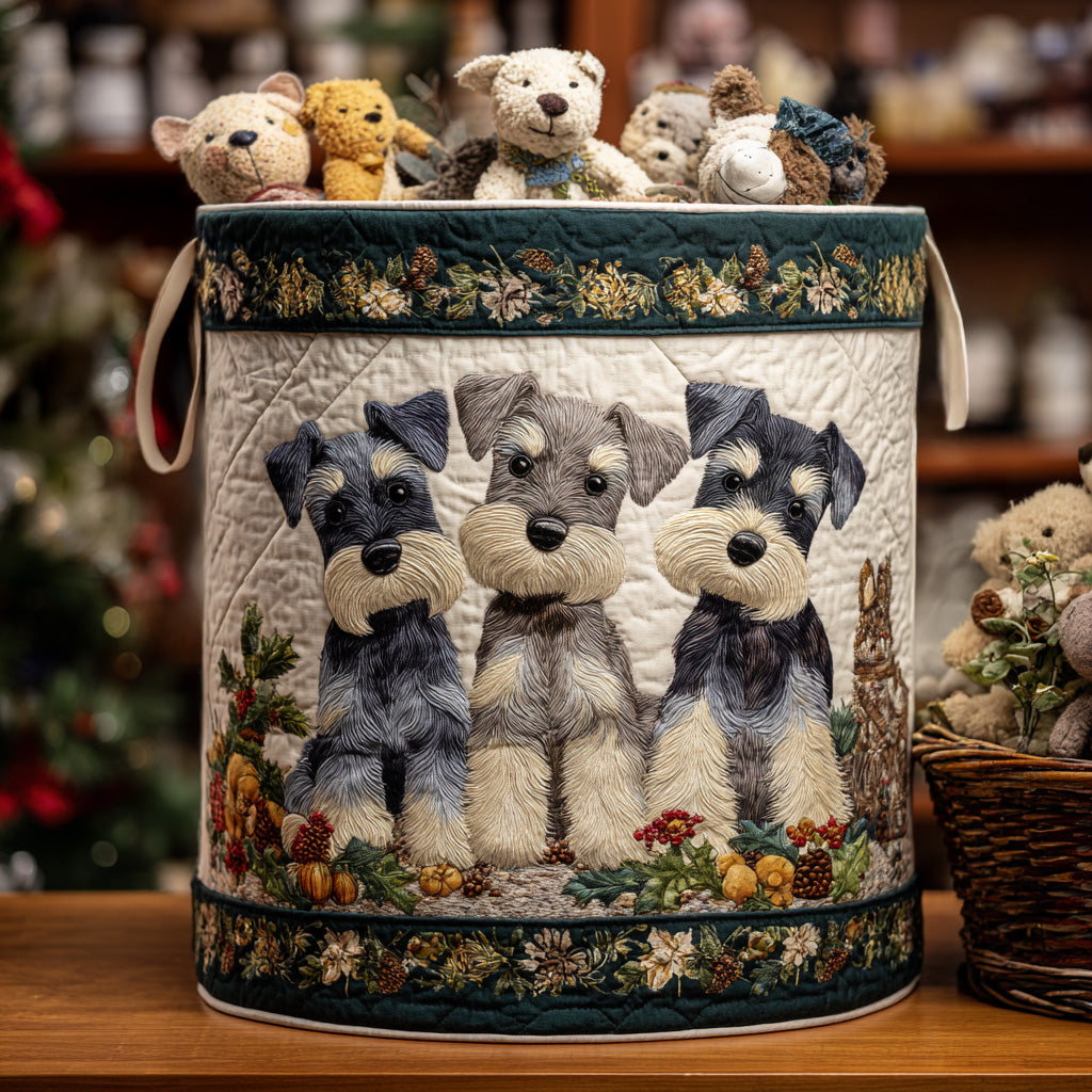 Jingle Schnauzer Quilted Laundry Basket Home Essential Gift Quilted Laundry Basket with Style