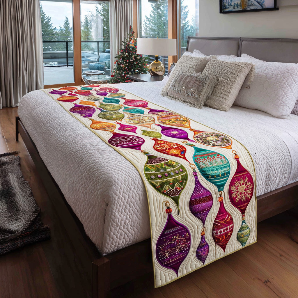 Jingle Shine Quilted Bed Runner Holiday Bed Runner Xmas Gift Ideas