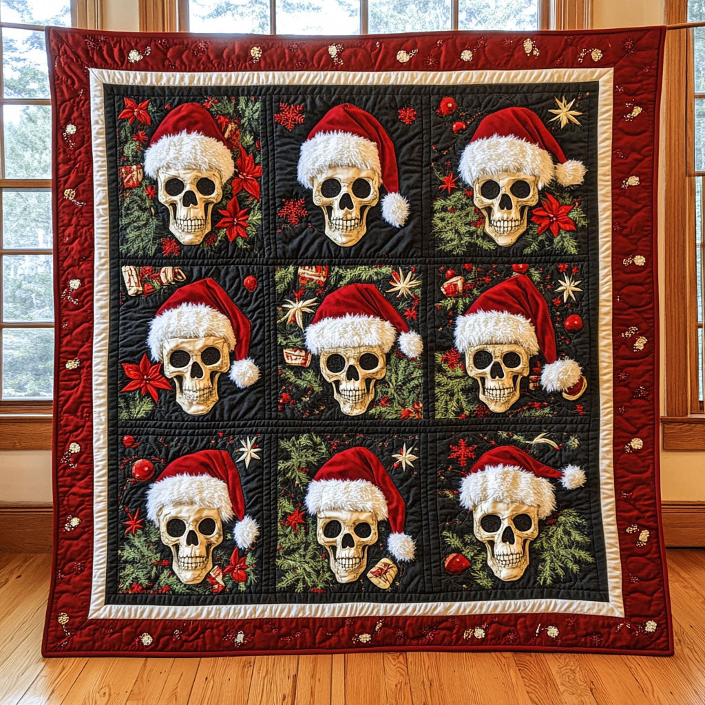 Jingle Skulls Quilt Blanket Queen Throws And Blankets Skull Christmas Gifts
