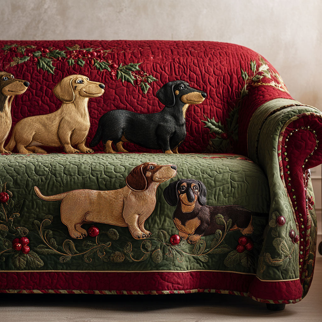 Jingle Woof Quilted Sofa Cover Christmas Living Decor Xmas Presents For Dog Lovers