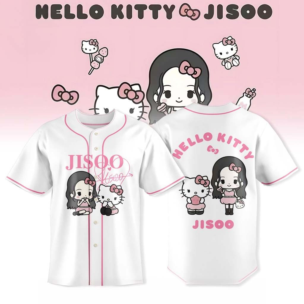 Jisoo x Hello Kitty 2026 Baseball Jersey Jisoo Merch Music Related Gifts For Guys